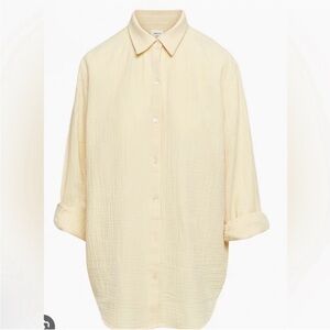 Aritzia Wilfred Butter Yellow Organic Cotton Gauze Button Down Long Sleeve Med